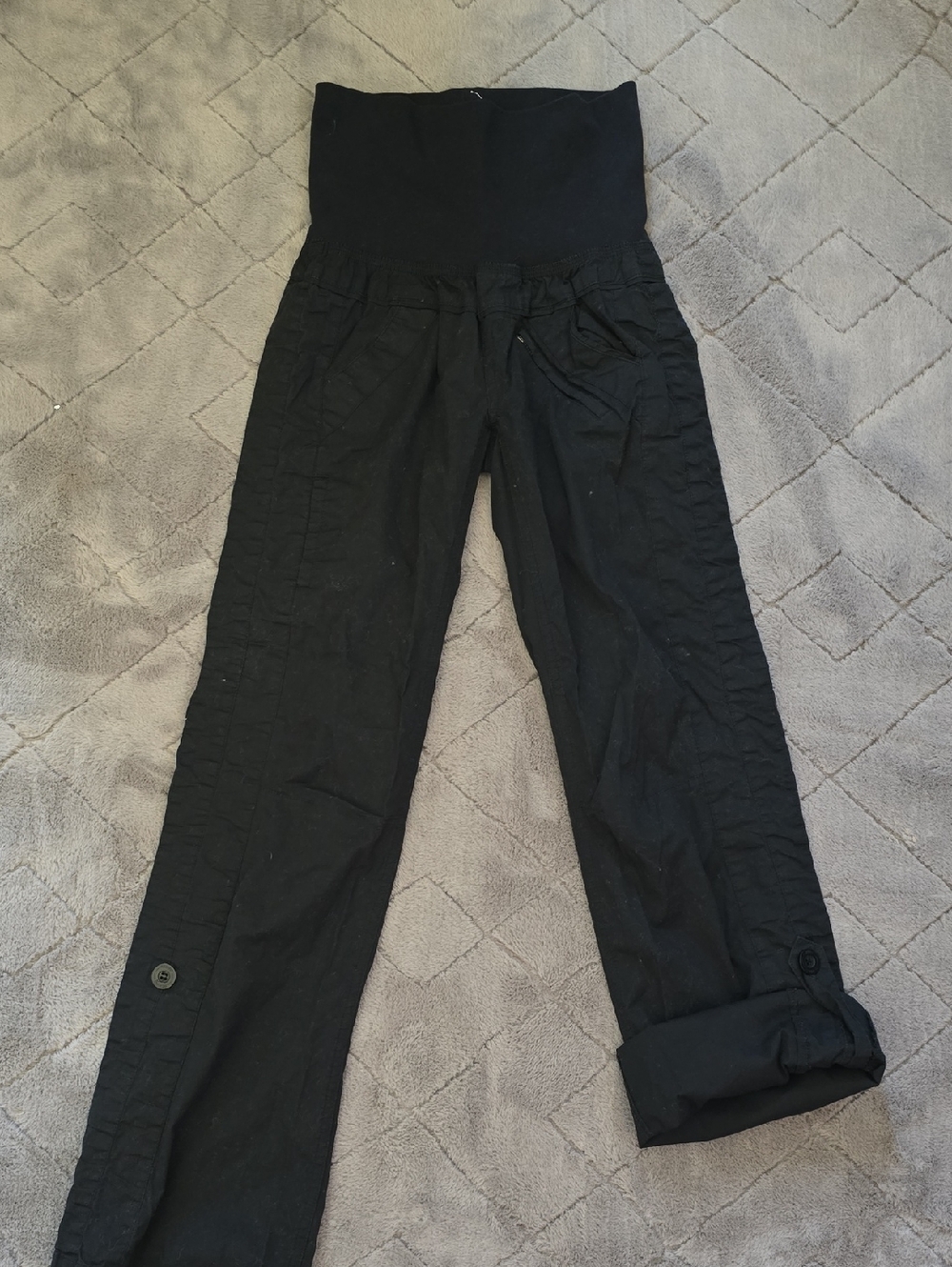 Rewind Black Wide-Leg Palazzo Pants with Foldover Waist Like Yoga Pants